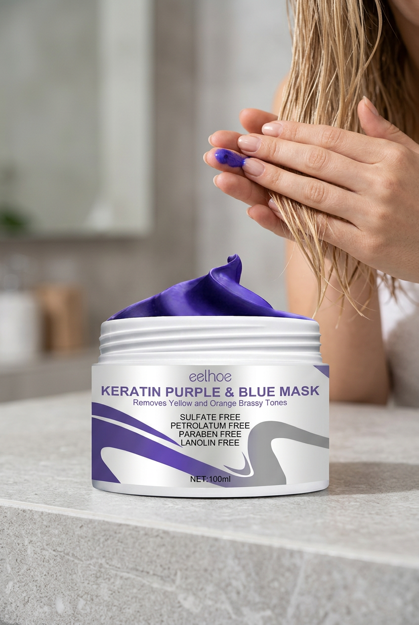 Masque capillaire nuanceur kératine violet & bleu EELHOE par Beauty Vellvet, vue 2