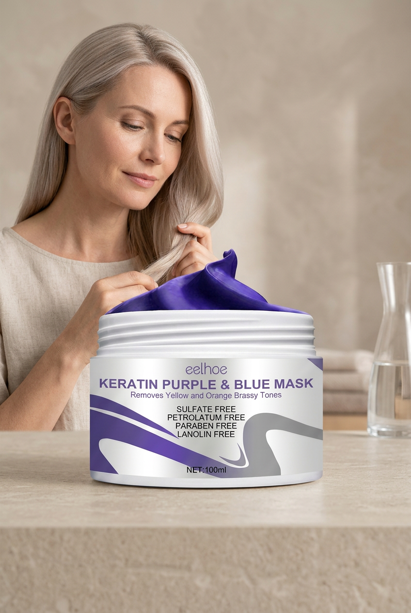 Masque capillaire nuanceur kératine violet & bleu EELHOE par Beauty Vellvet, vue 4