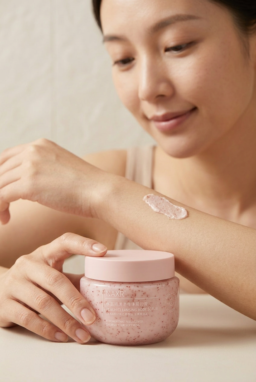 Perzikcrème lichaamsscrub van Beauty Vellvet, aanzicht 4