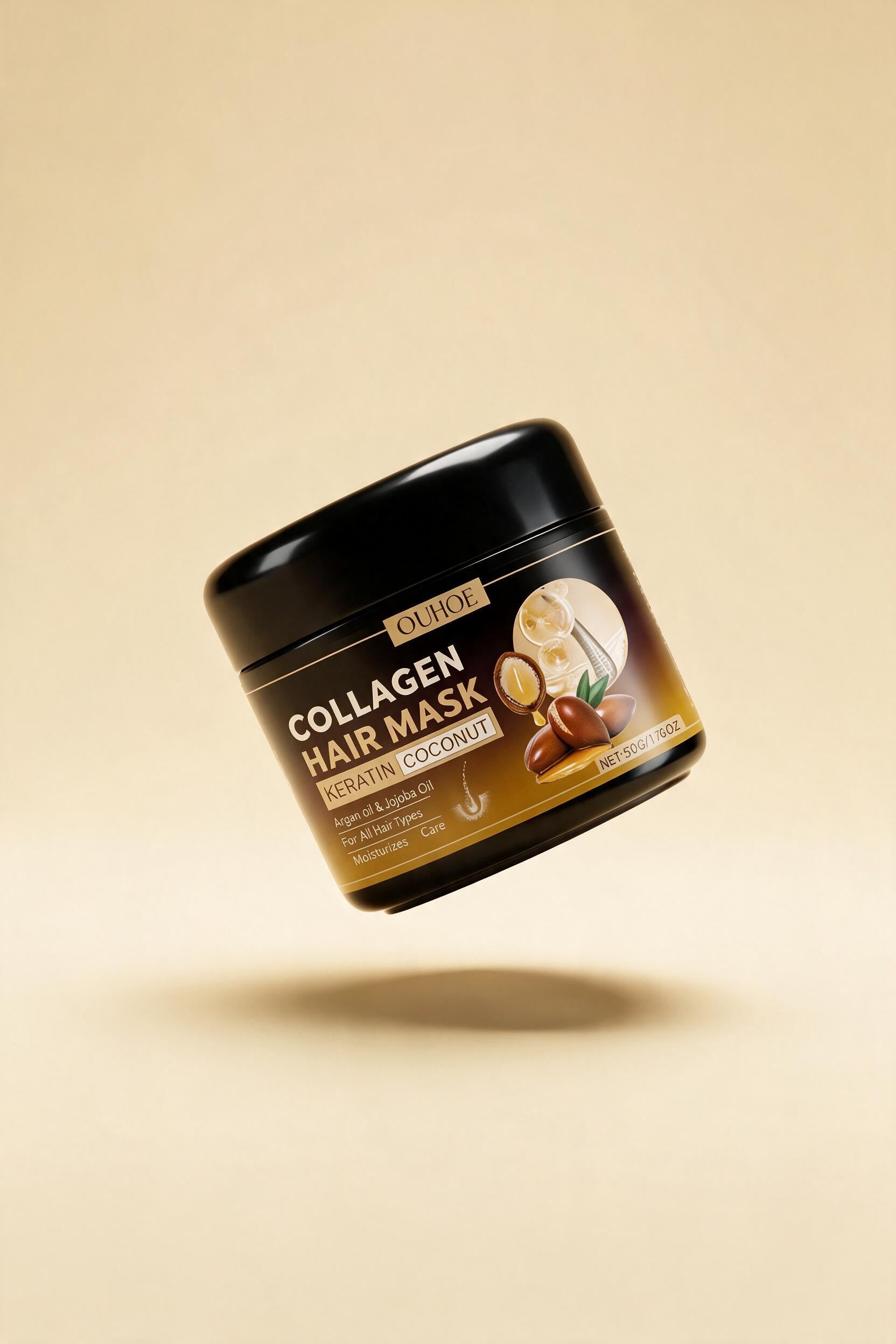 Masque capillaire au collagène avec kératine & huile de coco OUHOE par Beauty Vellvet, vue 3