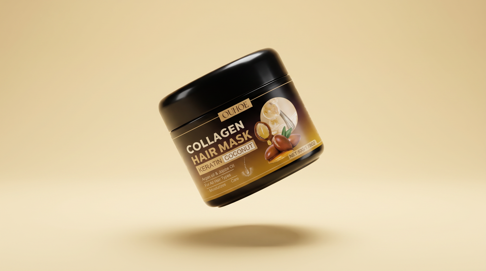 OUHOE Collagen Hair Masque with Keratin & Coconut Oil, 50 g